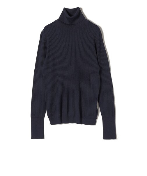 SHIPS Primary Navy Label:シルク カシミヤ タートルネック