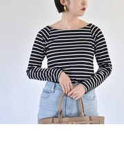 quaranciel:〈洗濯機可能〉ラウンドネック ボーダー カットソー