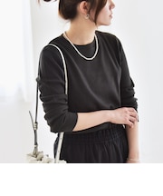 quaranciel:〈洗濯機可能〉ワッフル クルーネック ラウンドヘム カットソー