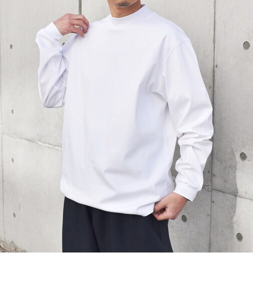 スムースコットン モックネック Tシャツ (ロンT)◇