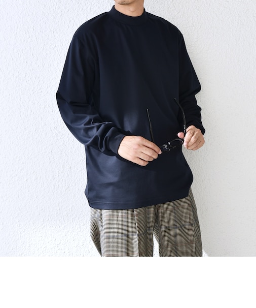 スムースコットン モックネック Tシャツ (ロンT)◇