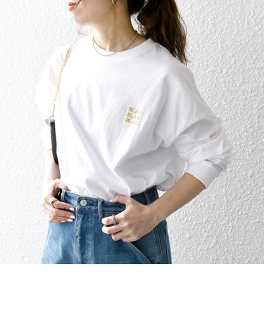 【WEB限定】BLAH BLAH BLAH.ワンポイント 刺繍 ルーズ Tシャツ (ロンT)◇