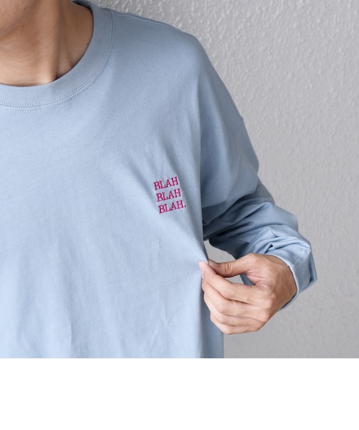 【WEB限定】BLAH BLAH BLAH.ワンポイント 刺繍 ルーズ Tシャツ (ロンT)◆