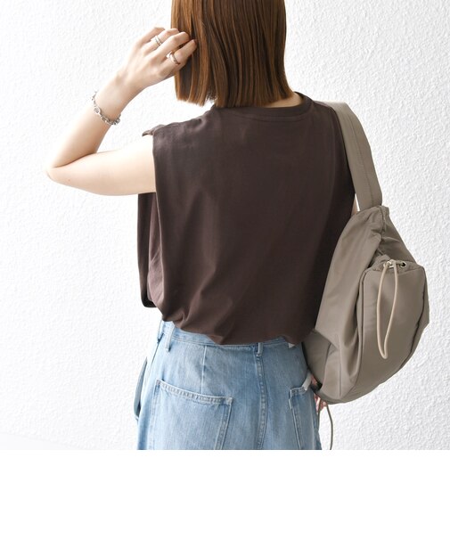 〈抗菌防臭/洗濯機可能〉USAコットン ラウンドヘム ノースリーブ TEE