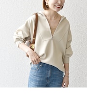 【WEB限定】〈手洗い可能〉ハーフ ジップ ハイネック プルオーバー