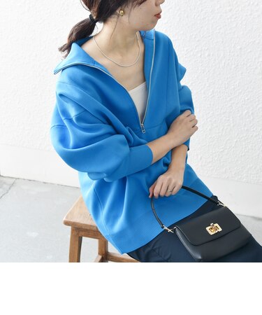 【WEB限定】〈手洗い可能〉ハーフ ジップ ハイネック プルオーバー