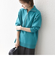 【WEB限定】〈手洗い可能〉ハーフ ジップ ハイネック プルオーバー