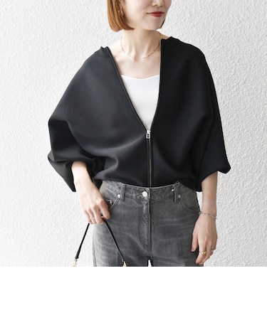 【WEB限定】〈手洗い可能〉ドルマン ジップ ブルゾン カーディガン