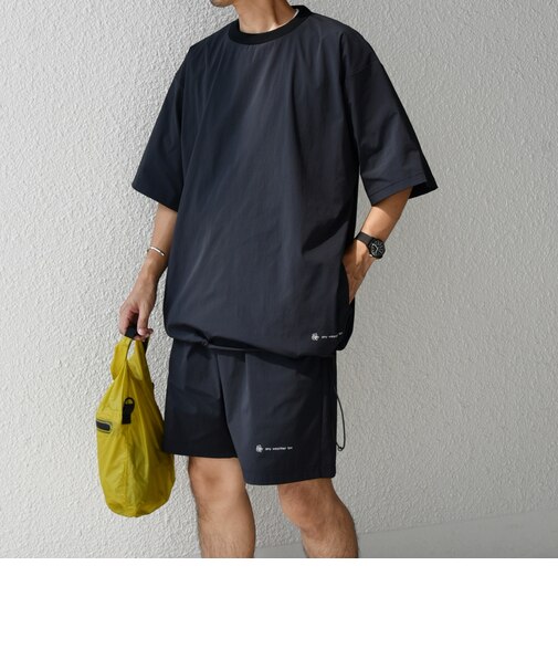 【WEB限定】〈接触冷感/撥水〉ワッシャーナイロン スピンドル Tシャツ＋イージーショーツ セットアップ◇
