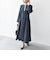 【WEB限定】〈洗濯機可能〉ダブルクロス ウエスト タック Aライン ワンピース ［NAVY BLUE］
