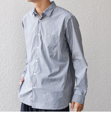 SHIPS any: ストライプ / ソリッド リラックス レギュラーカラー シャツ 26AW◇