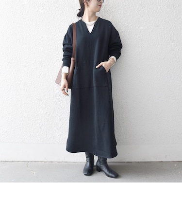 【WEB限定】〈洗濯機可能〉USAコットン 裏起毛 ポケット スウェット ワンピース