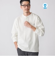 【WEB限定】SHIPS:〈抗菌・防臭〉ワンポイントロゴ バーズアイ ヘンリーネック 長袖 Tシャツ