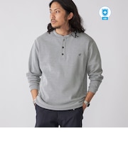 【WEB限定】SHIPS:〈抗菌・防臭〉ワンポイントロゴ バーズアイ ヘンリーネック 長袖 Tシャツ