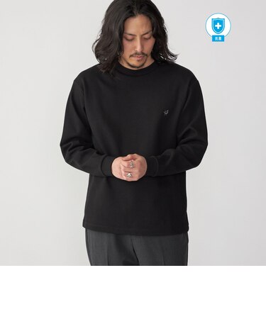 【WEB限定】SHIPS:〈抗菌・防臭〉ワンポイント ロゴ バーズアイ クルーネック 長袖 Tシャツ