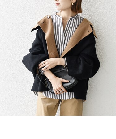【WEB限定】リバー スタンドカラー ポンチョ ショート コート