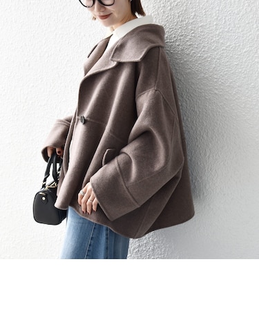 【WEB限定】リバー スタンドカラー ポンチョ ショート コート