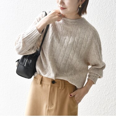 【WEB限定】〈手洗い可能〉ヤク ケーブル クルーネック ニット プルオーバー 2