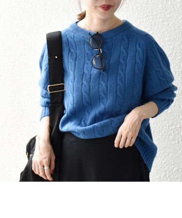 【WEB限定】〈手洗い可能〉ヤク ケーブル クルーネック ニット プルオーバー 2