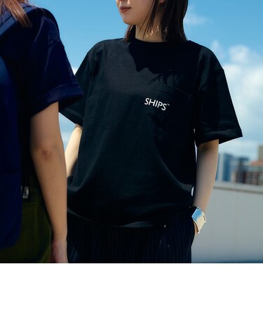 【WEB限定】SHIPS: SHIPSロゴ プリント ポケット Tシャツ