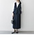 〈洗濯機可能〉ダブルクロス Vネック ペプラム ワンピース［NAVY BLUE］
