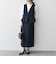 〈洗濯機可能〉ダブルクロス Vネック ペプラム ワンピース［NAVY BLUE］