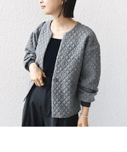 【WEB限定】〈手洗い可能〉キルティング ジャカード カーディガン