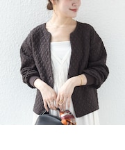 【WEB限定】〈手洗い可能〉キルティング ジャカード カーディガン