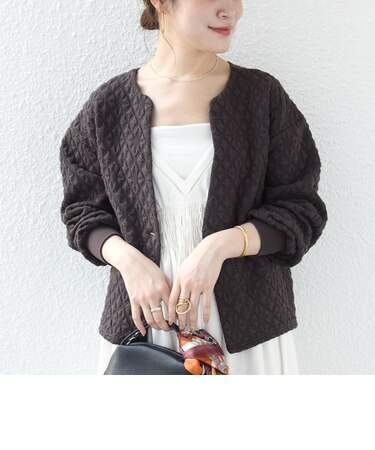 【WEB限定】〈手洗い可能〉キルティング ジャカード カーディガン