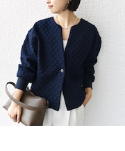 【WEB限定】〈手洗い可能〉キルティング ジャカード カーディガン