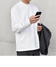 デザイン リブ ハイゲージ ポンチ クルーネック Tシャツ (ロンT)◆