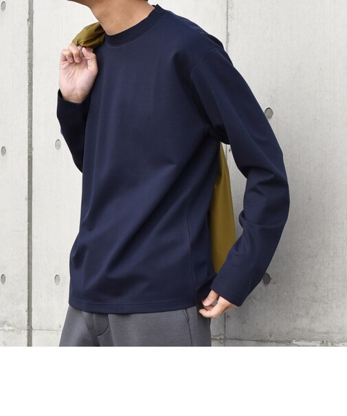 デザイン リブ ハイゲージ ポンチ クルーネック Tシャツ (ロンT)◆