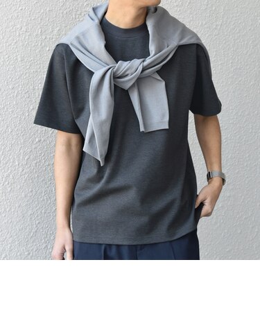 SHIPS any: デザイン リブ ハイゲージ ポンチ クルーネック Tシャツ◇