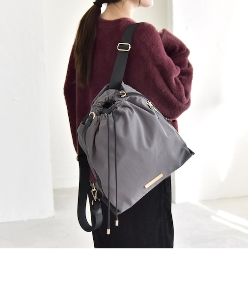 quaranciel: 3way ラインショルダー リュックサック トートバッグ(A4対応)