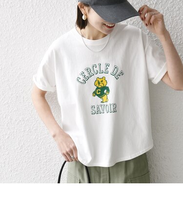 【WEB限定/SHIPS any別注】THE KNiTS:〈洗濯機可能〉ラウンドヘム プリント ショート TEE