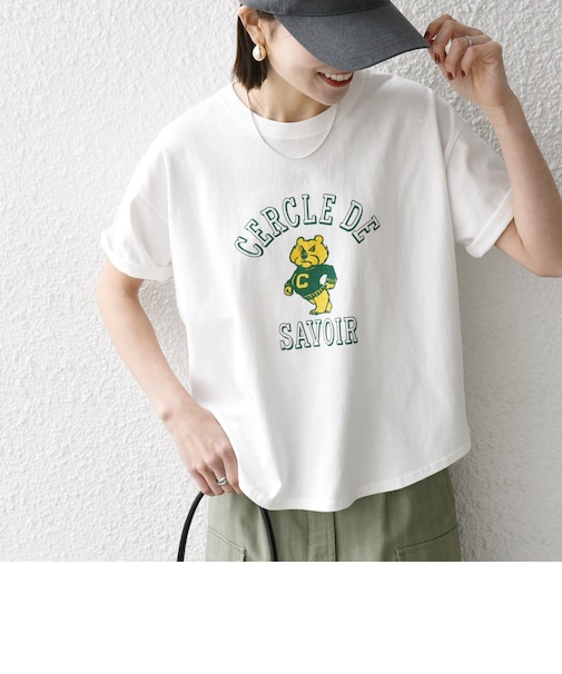 【WEB限定/SHIPS any別注】THE KNiTS:〈洗濯機可能〉ラウンドヘム プリント ショート TEE