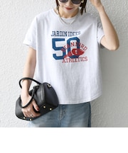 【WEB限定/SHIPS any別注】THE KNiTS:〈洗濯機可能〉ラウンドヘム プリント ショート TEE