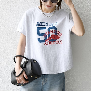 【WEB限定/SHIPS any別注】THE KNiTS:〈洗濯機可能〉ラウンドヘム プリント ショート TEE