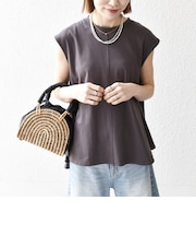 〈接触冷感/汗染み防止加工/洗濯機可能〉Aライン フレンチスリーブ TEE