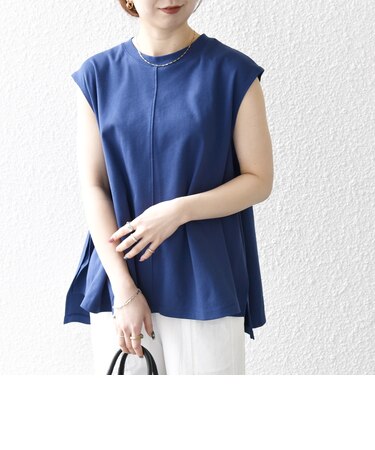 〈接触冷感/汗染み防止加工/洗濯機可能〉Aライン フレンチスリーブ TEE