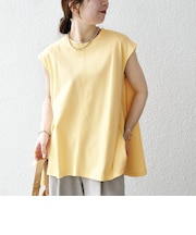 〈接触冷感/汗染み防止加工/洗濯機可能〉Aライン フレンチスリーブ TEE