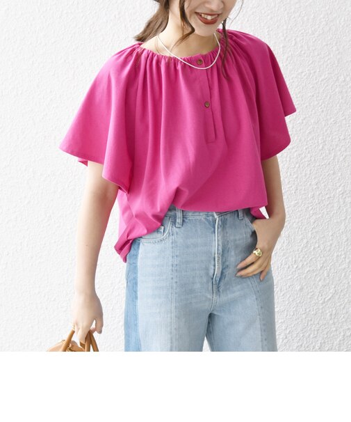 SHIPS any:〈UVカット/接触冷感/吸水速乾/洗濯機可能〉USAコットン フレア TEE