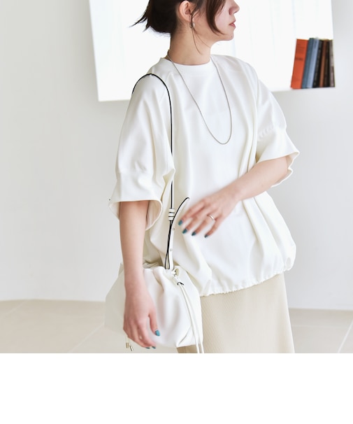 〈洗濯機可能〉ライト ポンチ ハーフスリーブ ドロスト ルーズ TEE
