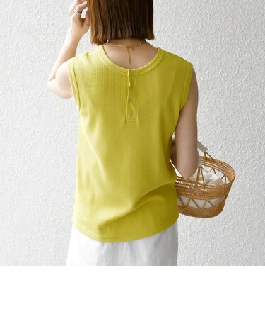 SHIPS any:〈洗濯機可能〉ワッフル ヘンリーネック 2WAY ノースリーブ TEE