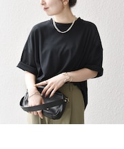 〈接触冷感/汗染み防止加工/洗濯機可能〉ラウンドヘム クルー ビッグ TEE