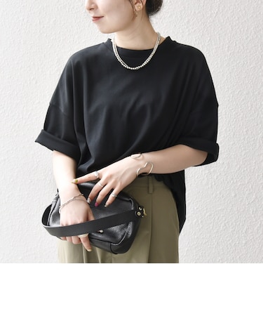 〈接触冷感/汗染み防止加工/洗濯機可能〉ラウンドヘム クルー ビッグ TEE