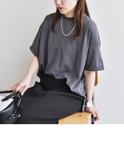 quaranciel:〈接触冷感/汗染み防止/洗濯機可能〉スリット ルーズ チュニック TEE