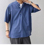 SHIPS any: コットン/リネン バンド スキッパー ハーフスリーブ シャツ◇