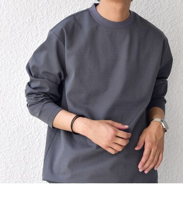 SHIPS any: デザインリブ ハイゲージ ポンチ マイクロ ボーダー Tシャツ (ロンT)◇