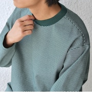 SHIPS any: デザインリブ ハイゲージ ポンチ マイクロ ボーダー Tシャツ (ロンT)◇